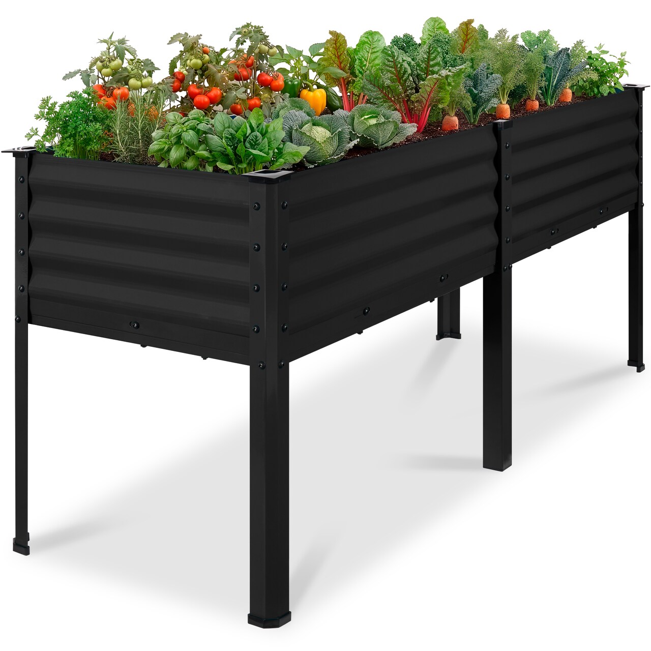 Best Choice Products 72x24x30in Non Toxic Elevated Galvanized Metal Garden Bed Corner Protectors